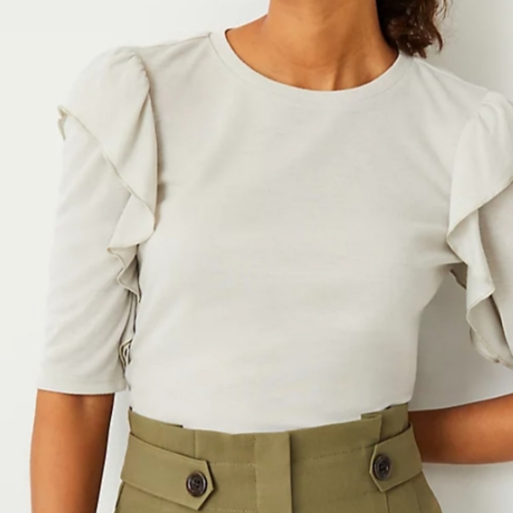 ANN TAYLOR RUFFLE Sleeve Top - Picture 6 of 9